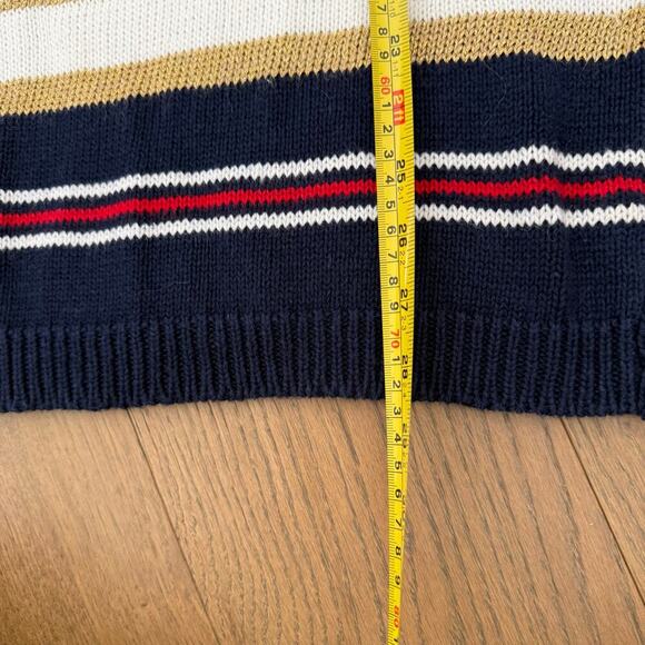 Vintage 90s American Flag Patriotic Sweater Nautical Medium Red White Blue - Picture 7 of 7